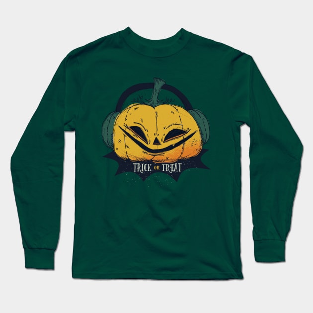 Cool Halloween Pumpkin Graphic Design Long Sleeve T-Shirt by CoolArts